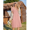 Zeagoo Womens Casual Summer Dress 2026 Short Sleeve Dresses Pleats Midi A Line Flowy Dress Boho Beach Sundress with Pockets(Pink Dot)
