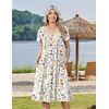 Zeagoo Womens Casual Summer Dress 2026 Short Sleeve Dresses Pleats Midi A Line Flowy Dress Boho Beach Sundress with Pockets(White Floral)