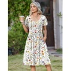 Zeagoo Womens Casual Summer Dress 2026 Short Sleeve Dresses Pleats Midi A Line Flowy Dress Boho Beach Sundress with Pockets(White Floral)