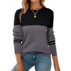 ZEAGOO Womens Sweaters Long Sleeve Tops Crew Neck Knit Pullover Sweaters Fall Fashion 2026 Dressy Casual Basic Clothes(Black-gray)