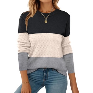 ZEAGOO Womens Sweaters Long Sleeve Tops Crew Neck Knit Pullover Sweaters Fall Fashion 2026 Dressy Casual Basic Clothes(Colorblock 558)