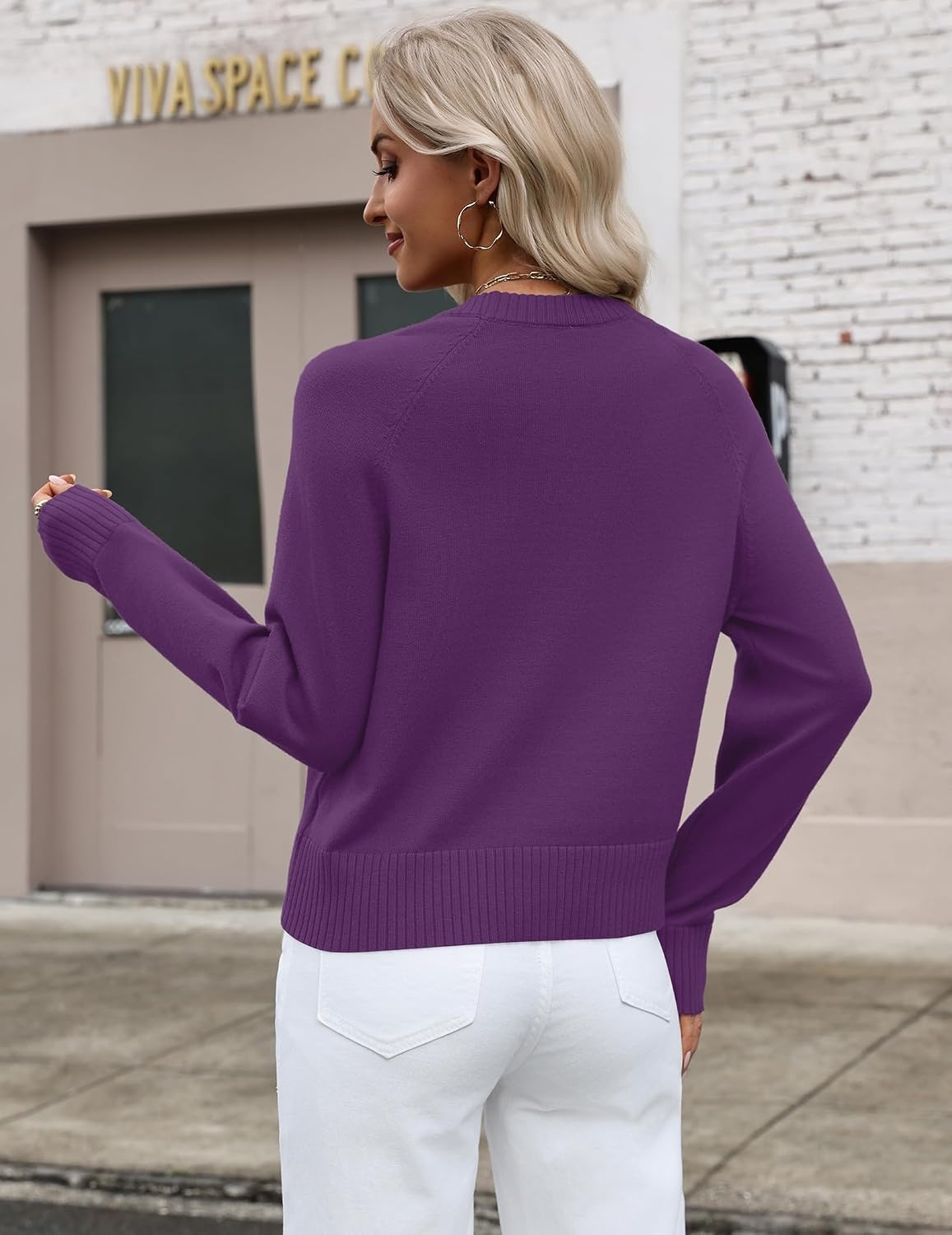 image:imageZeagoo Sweaters for Women Cropped Crewneck Basic 2026 Trendy Fall TopsPurple