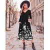 Zeagoo Dresses for Womens Long Sleeve Midi Dress Fall Casual A Line Dress(Black Floral)