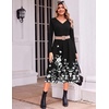 Zeagoo Dresses for Womens Long Sleeve Midi Dress Fall Casual A Line Dress(Black Floral)