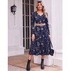 Zeagoo Dresses for Womens Long Sleeve Midi Dress Fall Casual A Line Dress(Blue Loral-2)
