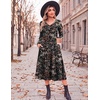 Zeagoo Dresses for Womens Long Sleeve Midi Dress Fall Casual A Line Dress(Floral)