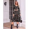 Zeagoo Dresses for Womens Long Sleeve Midi Dress Fall Casual A Line Dress(Floral)