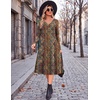 Zeagoo Dresses for Womens Long Sleeve Midi Dress Fall Casual A Line Dress(Floral Printed-1)