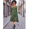 Zeagoo Dresses for Womens Long Sleeve Midi Dress Fall Casual A Line Dress(Green Floral)