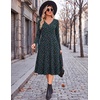 Zeagoo Dresses for Womens Long Sleeve Midi Dress Fall Casual A Line Dress(Green Floral-printed)