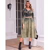 Zeagoo Dresses for Womens Long Sleeve Midi Dress Fall Casual A Line Dress(Leaf Print)