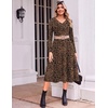 Zeagoo Dresses for Womens Long Sleeve Midi Dress Fall Casual A Line Dress(Leopard Print)