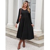 Zeagoo Fall Dresses for Women Casual Long Sleeve A Line V Neck Midi Dress(Black)