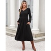 Zeagoo Fall Dresses for Women Casual Long Sleeve A Line V Neck Midi Dress(Black)
