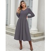 Zeagoo Fall Dresses for Women Casual Long Sleeve A Line V Neck Midi Dress(Dark Grey)