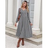 Zeagoo Fall Dresses for Women Casual Long Sleeve A Line V Neck Midi Dress(Houndstooth)