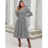 Zeagoo Fall Dresses for Women Casual Long Sleeve A Line V Neck Midi Dress(Houndstooth)