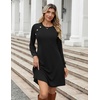 Zeagoo Long Sleeve Tunic Dress Button Crew Neck Casual Fall A-Line Dress(A01-black)