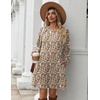Zeagoo Long Sleeve Tunic Dress Button Crew Neck Casual Fall A-Line Dress(Apricot Floral)