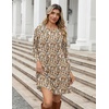 Zeagoo Long Sleeve Tunic Dress Button Crew Neck Casual Fall A-Line Dress(Apricot Floral)