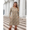 Zeagoo Long Sleeve Tunic Dress Button Crew Neck Casual Fall A-Line Dress(Apricot Floral)
