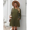 Zeagoo Long Sleeve Tunic Dress Button Crew Neck Casual Fall A-Line Dress(Army Green)
