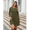 Zeagoo Long Sleeve Tunic Dress Button Crew Neck Casual Fall A-Line Dress(Army Green)
