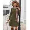 Zeagoo Long Sleeve Tunic Dress Button Crew Neck Casual Fall A-Line Dress(Army Green)