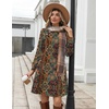 Zeagoo Long Sleeve Tunic Dress Button Crew Neck Casual Fall A-Line Dress(Chic Printed)