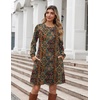 Zeagoo Long Sleeve Tunic Dress Button Crew Neck Casual Fall A-Line Dress(Chic Printed)