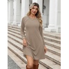 Zeagoo Long Sleeve Tunic Dress Button Crew Neck Casual Fall A-Line Dress(Khaki)