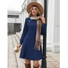 Zeagoo Long Sleeve Tunic Dress Button Crew Neck Casual Fall A-Line Dress(Navy Blue)