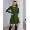 Zeagoo Sweater Dress for Women Fall 2026 Long Sleeve Crew Neck Ribbed Knit Fit and Flare A-Line Dresses(Army Green)
