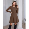 Zeagoo Sweater Dress for Women Fall 2026 Long Sleeve Crew Neck Ribbed Knit Fit and Flare A-Line Dresses(Brown)