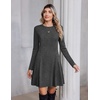 Zeagoo Sweater Dress for Women Fall 2026 Long Sleeve Crew Neck Ribbed Knit Fit and Flare A-Line Dresses(Dark Grey)