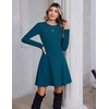 Zeagoo Sweater Dress for Women Fall 2026 Long Sleeve Crew Neck Ribbed Knit Fit and Flare A-Line Dresses(Deep Dark Blue)