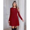 Zeagoo Sweater Dress for Women Fall 2026 Long Sleeve Crew Neck Ribbed Knit Fit and Flare A-Line Dresses(Deep Red)