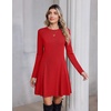 Zeagoo Sweater Dress for Women Fall 2026 Long Sleeve Crew Neck Ribbed Knit Fit and Flare A-Line Dresses(True Red)