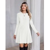 Zeagoo Sweater Dress for Women Fall 2026 Long Sleeve Crew Neck Ribbed Knit Fit and Flare A-Line Dresses(White)