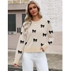 Zeagoo Sweaters for Women Cropped Crewneck Basic 2026 Trendy Fall Tops(Black Bow)