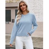 Zeagoo Sweaters for Women Cropped Crewneck Basic 2026 Trendy Fall Tops(Light Blue)