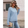 Zeagoo Sweaters for Women Cropped Crewneck Basic 2026 Trendy Fall Tops(Light Blue)