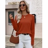 Zeagoo Sweaters for Women Cropped Crewneck Basic 2026 Trendy Fall Tops(Orange)