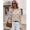Zeagoo Sweaters for Women Cropped Crewneck Basic 2026 Trendy Fall Tops(Polka Dot)