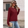 Zeagoo Sweaters for Women Cropped Crewneck Basic 2026 Trendy Fall Tops(Wine Red)