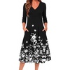 Zeagoo Dresses for Womens Long Sleeve Midi Dress Fall Casual A Line Dress(Black Floral)