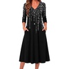 Zeagoo Dresses for Womens Long Sleeve Midi Dress Fall Casual A Line Dress(Black White)
