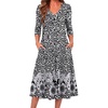 Zeagoo Dresses for Womens Long Sleeve Midi Dress Fall Casual A Line Dress(Black White Floral)