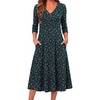Zeagoo Dresses for Womens Long Sleeve Midi Dress Fall Casual A Line Dress(Green Floral-printed)