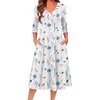 Zeagoo Dresses for Womens Long Sleeve Midi Dress Fall Casual A Line Dress(White Floral)